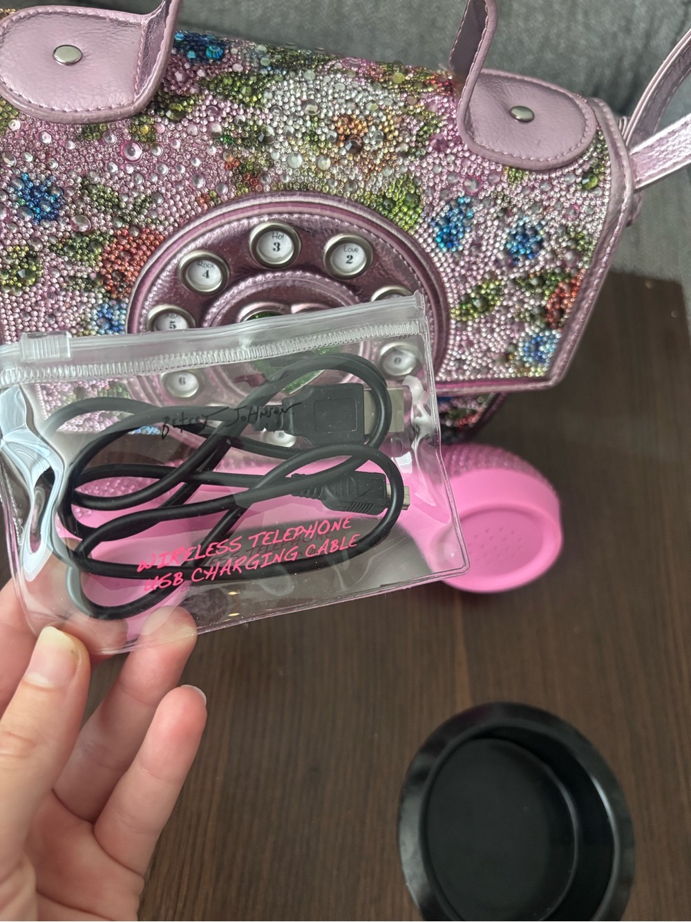 Betsey Johnson Kitsch Gimme a Ring Phone Bag in Pink (Working Phone) - Picture 10 of 14